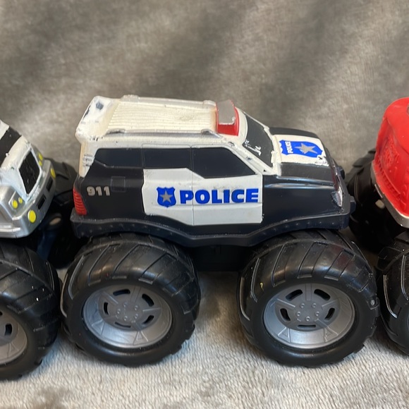 Lot of 3 Kids Galaxy Monster Trucks Soft Plastic: Garbage, Fire, & Police Trucks - Picture 6 of 12